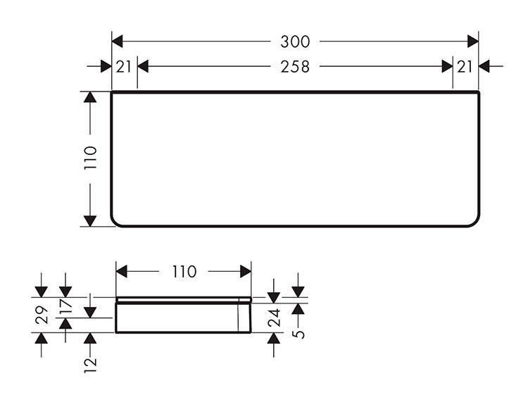 Axor Universal Softsquare hylde 300 mm - B&oslash;rstet r&oslash;dguld