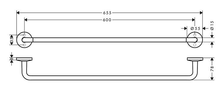 Axor Universal Circular h&aring;ndkl&aelig;destang 600 mm - B&oslash;rstet r&oslash;dguld