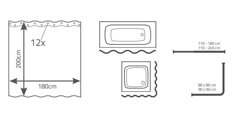 RIDDER Tekstilforh&aelig;ng - 180 x 200 cm - Skyline