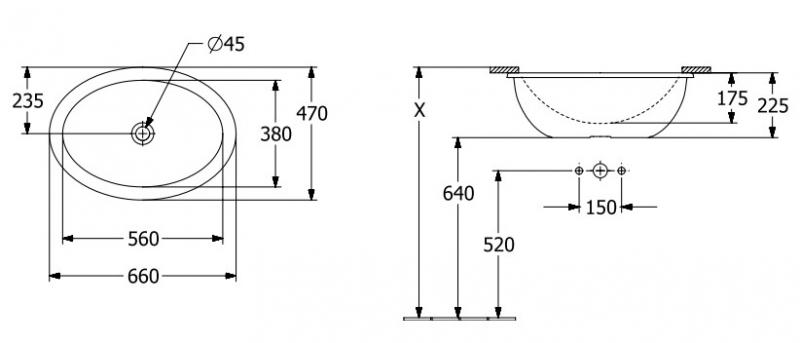 V&B Loop&Friends 56 h&aring;ndvask t/underlimning -  Med overl&oslash;b - Ebony - Ceramic+