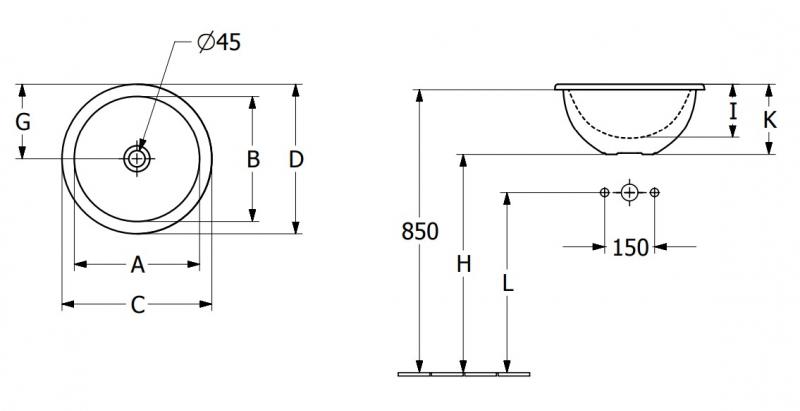 V&B Loop&Friends &Oslash;39 h&aring;ndvask t/nedf&aelig;ldning - Med overl&oslash;b