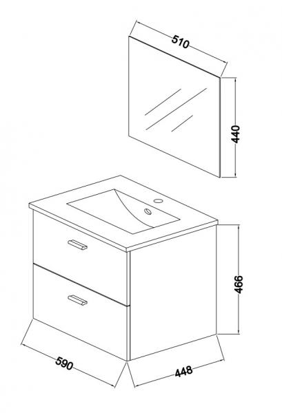 Nortiq Bergamo 61 m&oslash;belpakke inkl spejl - Mat hvid
