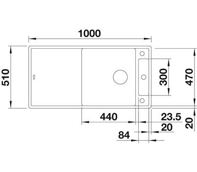 Outlet - Blanco Axia III XL 6 S k&oslash;kkenvask m/sk&aelig;rebr&aelig;t - Klippegr&aring;