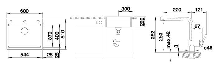 Blanco Etagon 6 k&oslash;kkenvask m/Linus k&oslash;kkenarmatur - Tr&oslash;ffel