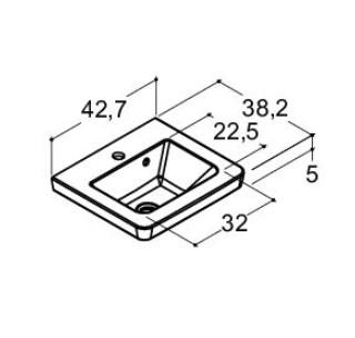 Dansani Mini Larghetto 42 håndvask t/møbel - 1 hanehul Dansani Mini Larghetto 42 håndvask t/møbel - 1 hanehul