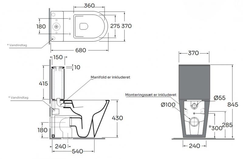 Lavabo Forma rimless gulvst&aring;ende toilet BTW inkl. s&aelig;de - Nature green