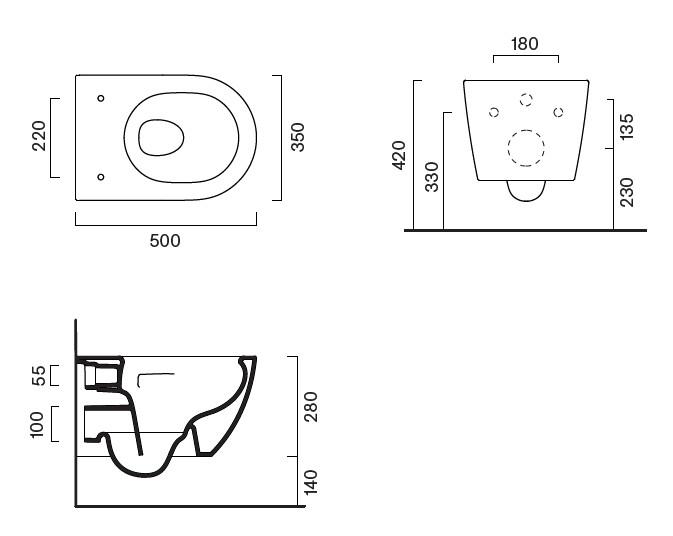 Catalano Sfera 50 v&aelig;gh&aelig;ngt toilet m/Silentech og CataGlaze+