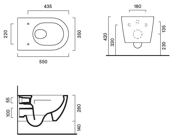Catalano Sfera 55 rimless v&aelig;gh&aelig;ngt toilet m/Silentech - Mat sort