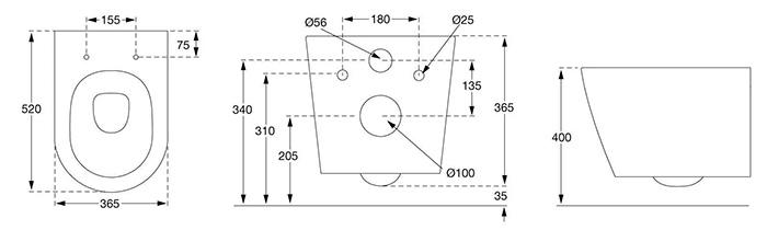 Pressalit Trend v&aelig;gh&aelig;ngt toilet m/Circular Flush og Pressalit Style D2 s&aelig;de