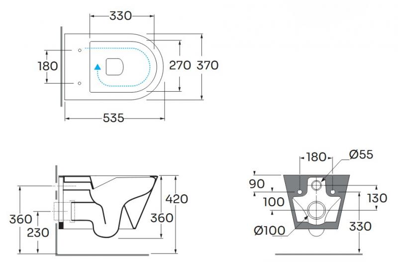 Lavabo Forma rimless v&aelig;gh&aelig;ngt toilet inkl. s&aelig;de og Vortex skyl