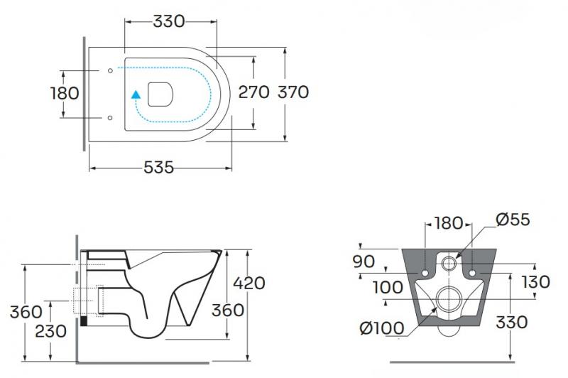 Lavabo Forma rimless v&aelig;gh&aelig;ngt toilet inkl. s&aelig;de og Vortex skyl - Cocoa