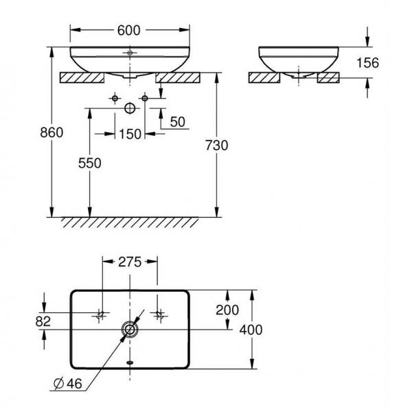 Grohe Euro 60 fritst&aring;ende bowlevask - Med overl&oslash;b - HyperClean