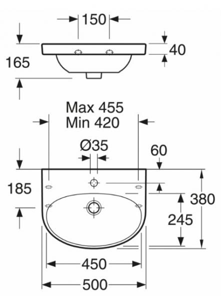 Gustavsberg Nautic 50 håndvask t/væg - 1 hanehul Gustavsberg Nautic 50 håndvask t/væg - 1 hanehul