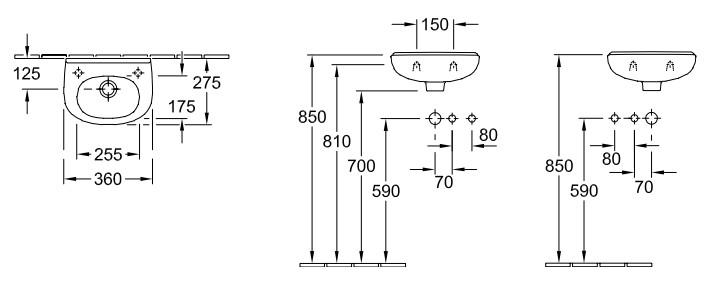 V&B O.Novo 36 h&aring;ndvask t/v&aelig;g - Med/uden hanehul