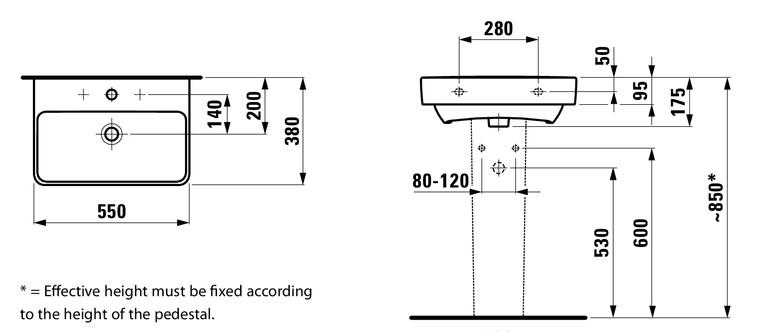 Laufen Pro S Compact 55 h&aring;ndvask t/v&aelig;g eller m&oslash;bel - 1 hanehul