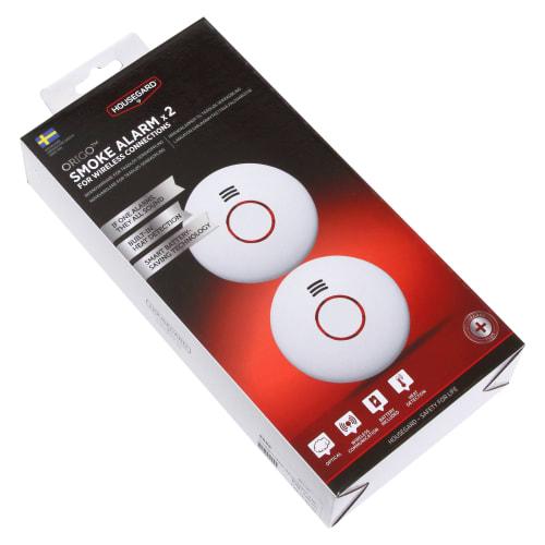 Housegard Origo tr&aring;dl&oslash;s r&oslash;g- og varmealarm, hvid - 2-pak