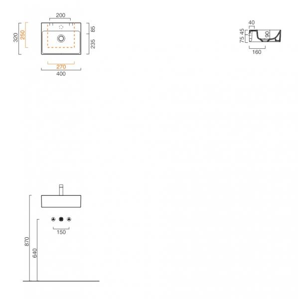 Catalano Verso 40 h&aring;ndvask t/v&aelig;g eller m&oslash;bel - Uden overl&oslash;b - CataGlaze