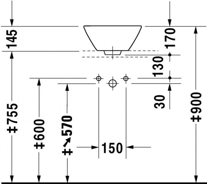 Duravit Starck 1 Ø33 fritstående bowlevask - Uden hanehul Duravit Starck 1 Ø33 fritstående bowlevask - Uden hanehul