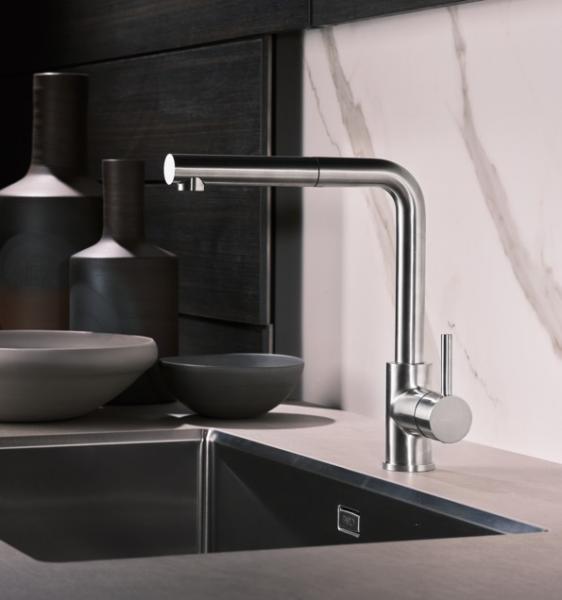 Cass&oslash;e Newform X-Trend k&oslash;kkenarmatur m/udtr&aelig;k - B&oslash;rstet krom