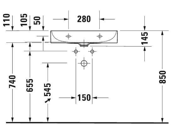Duravit DuraSquare 60 compact h&aring;ndvask t/v&aelig;g eller m&oslash;bel - Uden hanehul - Uden overl&oslash;b