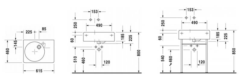 Duravit Scola 60 håndvask t/væg eller møbel - Vask i venstre side Duravit Scola 60 håndvask t/væg eller møbel - Vask i venstre side