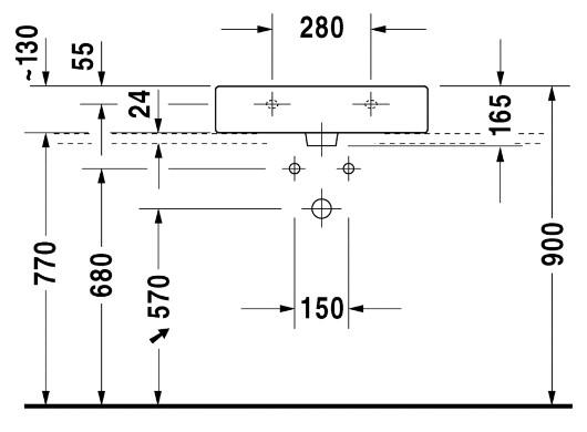 Duravit Vero 60 frist&aring;ende bowlevask - 1 hanehul - Wondergliss