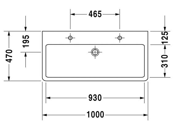 Duravit Vero 100 bowlevask op til v&aelig;g - 2 hanehuller - Wondergliss