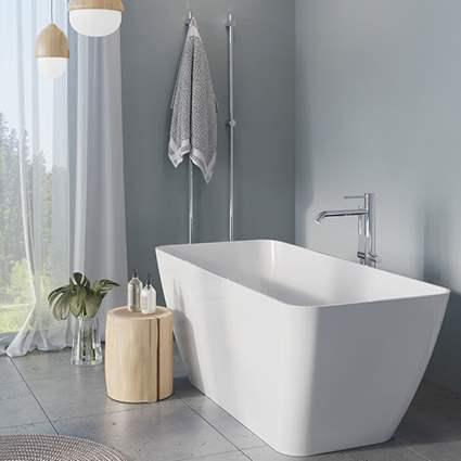 Str&oslash;mberg Sindal fritst&aring;ende badekar 1590 x 705 mm - Mat hvid