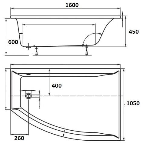 Royal Vigga hj&oslash;rnebadekar - 160 x 105 - H&oslash;jre - 1 rygl&aelig;n
