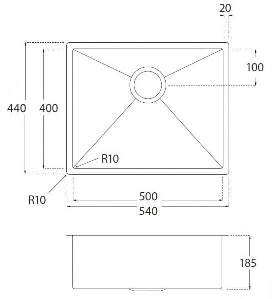 Lavabo Kubus 500 Soft k&oslash;kkenvask - Dark bronze