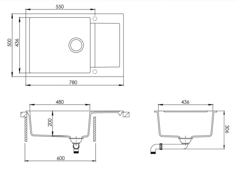 Lavabo Saturn 790 køkkenvask i komposit m/afløbsbakke - Sort/krom Lavabo Saturn 790 køkkenvask i komposit m/afløbsbakke - Sort/krom