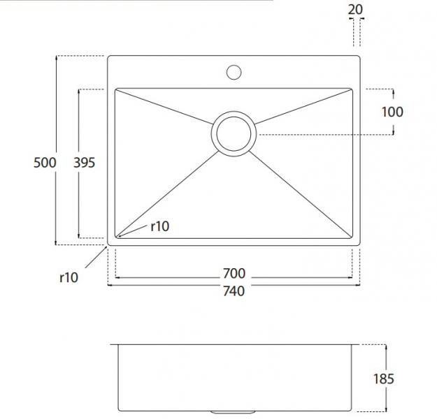 Lavabo Kubus 720 soft køkkenvask Lavabo Kubus 720 soft køkkenvask