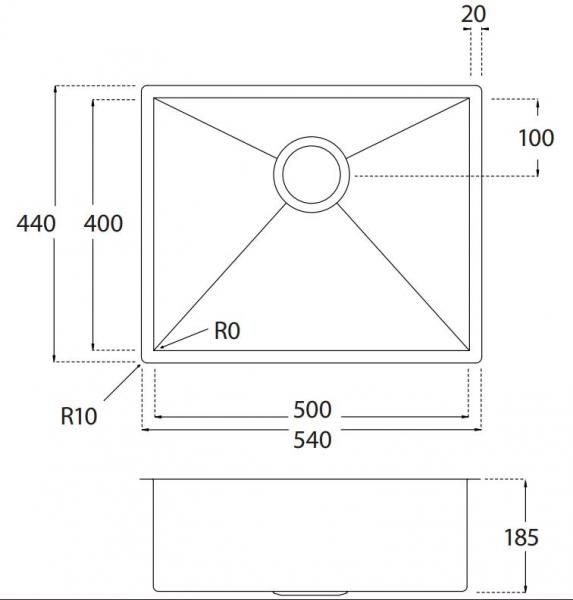 Lavabo Kubus 500 køkkenvask Lavabo Kubus 500 køkkenvask