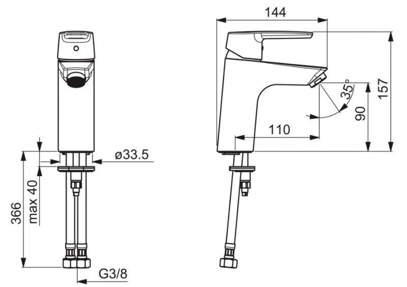 Oras Swea XL h&aring;ndvaskarmatur m/koldstart - Krom