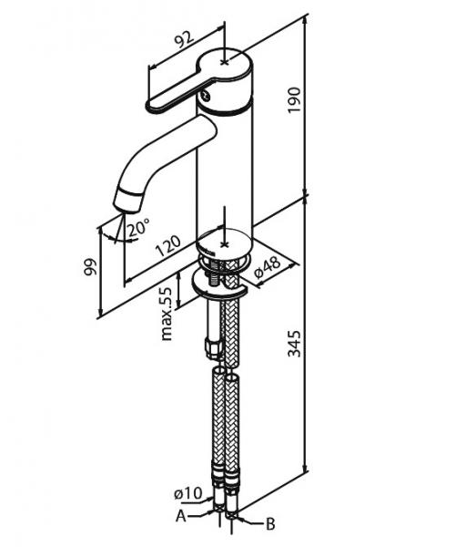Damixa Silhouet M h&aring;ndvaskbatteri u/bundventil - Matsort