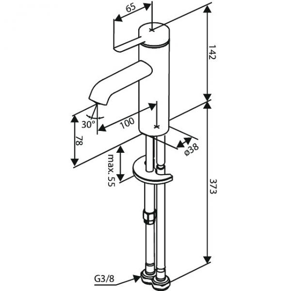 Damixa Iris S h&aring;ndvaskarmatur u/bundventil m/koldstart - B&oslash;rstet bronze
