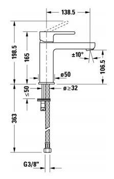 Duravit B.2 M h&aring;ndvaskarmatur u/bundventil