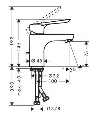 hansgrohe Logis E 70 h&aring;ndvaskarmatur m/l&oslash;ftop bundventil - Krom
