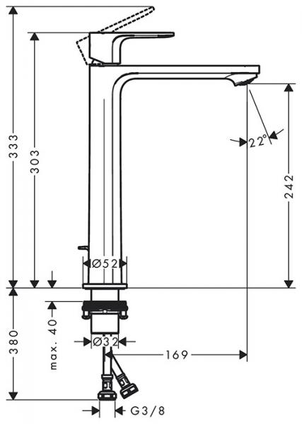 hansgrohe Rebris E 240 h&aring;ndvaskarmatur m/Coolstart og l&oslash;ft-op bundventil - Krom
