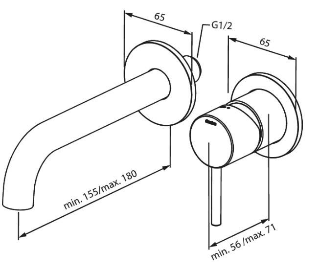 Damixa Osier armatur til indbygning i v&aelig;g - Mat sort