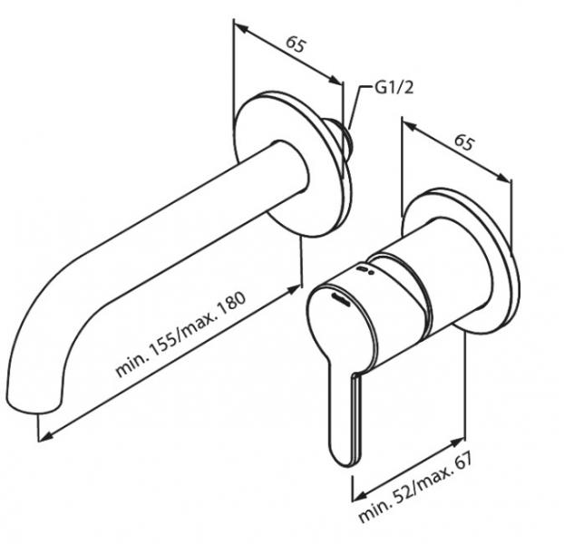 Damixa Silhouet armatur til indbygning i væg - Poleret messing Damixa Silhouet armatur til indbygning i væg - Poleret messing
