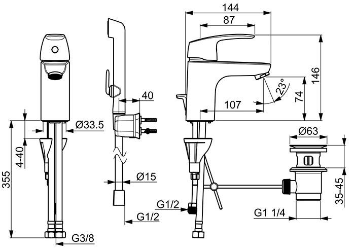 Oras Safira 1008F håndvaskarmatur m/Bidetta håndbruser og løft-op ventil - Krom Oras Safira 1008F håndvaskarmatur m/Bidetta håndbruser og løft-op ventil - Krom