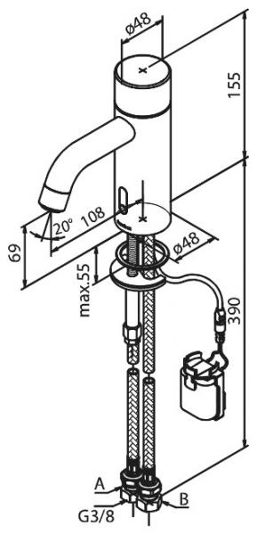 Damixa Silhouet Touchless h&aring;ndvaskarmatur - B&oslash;rstet grafitgr&aring;