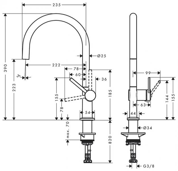 hansgrohe Talis M54 k&oslash;kkenarmatur 1jet m/C-tud - Rustfrit st&aring;l finish