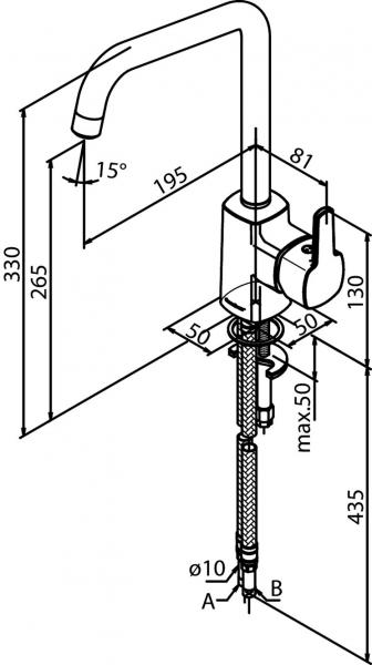 Damixa Pine k&oslash;kkenbatteri m/h&oslash;j tud - Krom