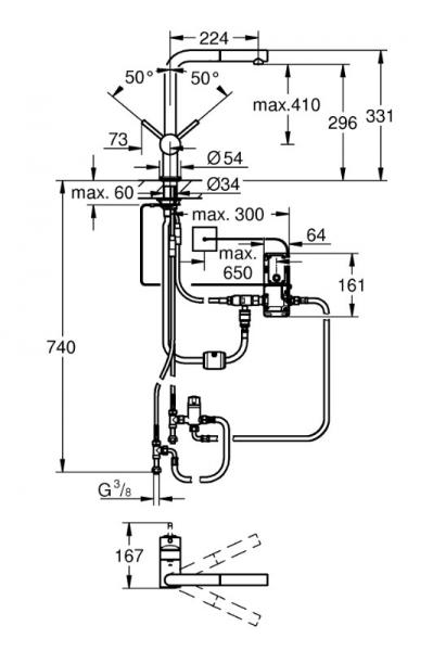 Grohe Minta Touch elektronisk køkkenarmatur L-tud m/udtræk Grohe Minta Touch elektronisk køkkenarmatur L-tud m/udtræk