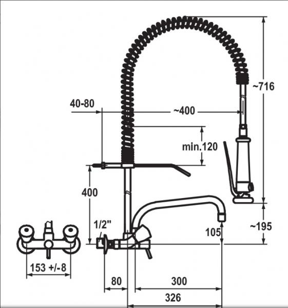 KWC stork&oslash;kkenarmatur med svingtud og forbruser