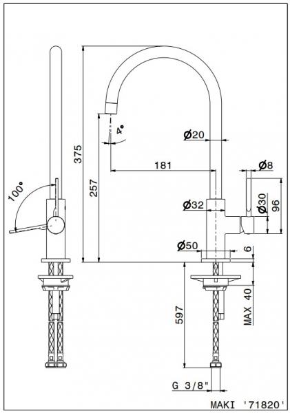 Cass&oslash;e Newform Maki k&oslash;kkenarmatur - Mat sort