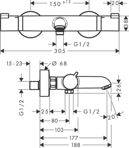 hansgrohe Ecostat Comfort termostat til brus/kar - Børstet sort krom hansgrohe Ecostat Comfort termostat til brus/kar - Børstet sort krom