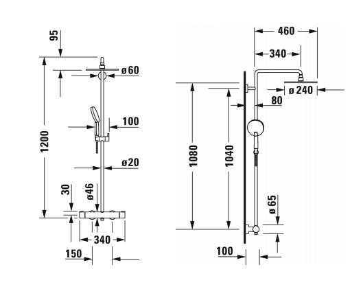 Duravit C.1 komplet brusesystem - &Oslash;240 - Krom